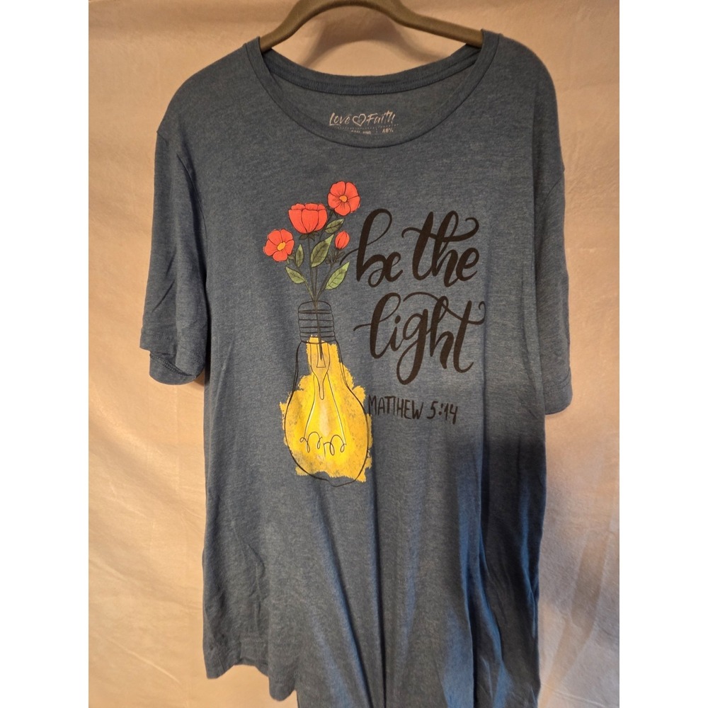 Be the Light Religious T-Shirt Blue XL